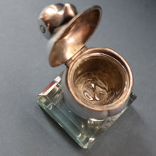 Load image into Gallery viewer, Rare 1920s ART DECO WMF Duck Inkwell on Faceted Clear Crystal Base 
