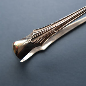 SOLID SILVER with London Hallmark (1906). Edwardian Antique Asparagus Tongs or Pastry Servers