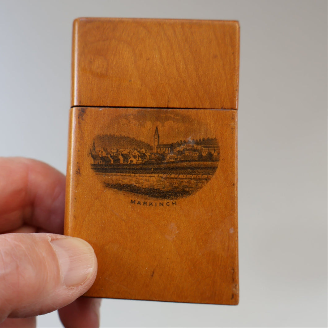 Antique 19th Century MAUCHLINE Wooden Vesta Box in the Shape of a Book. FREE POSTAGE