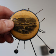 Load image into Gallery viewer, Antique 19th Century MAUCHLINE Ware Pinwheel Pin Cushion with View of Dunkeld
