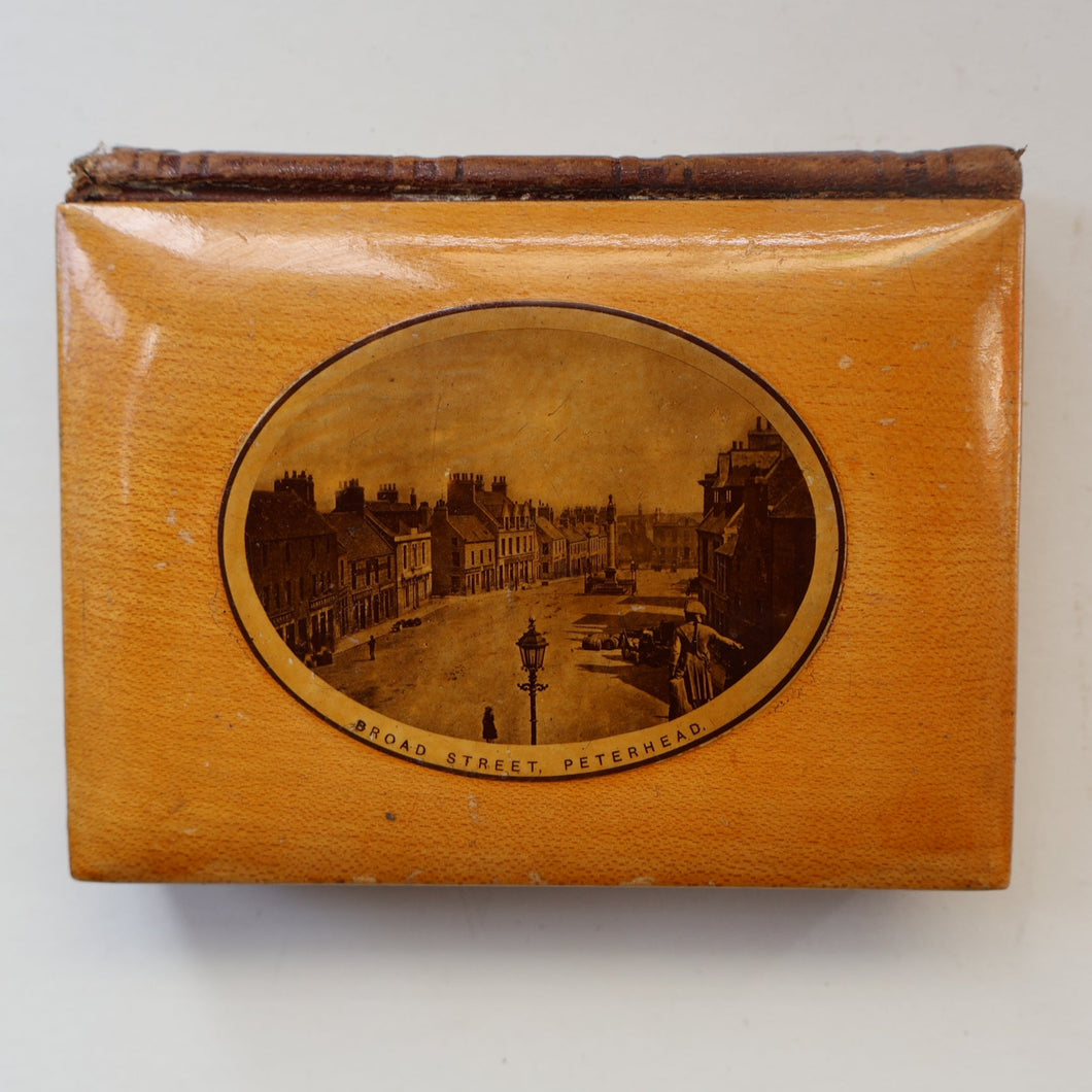 Antique 19th Century MAUCHLINE Ware Photograph Album with Image on cover of Broad Street, Peterhead