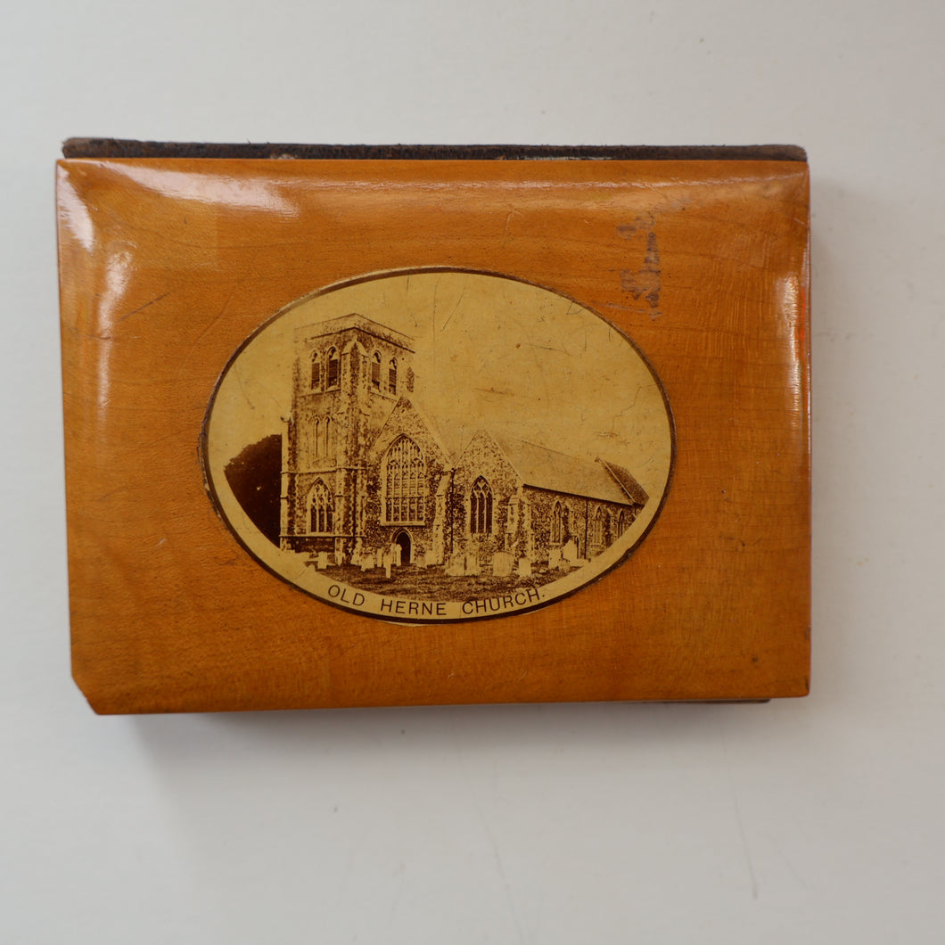 Antique 19th Century MAUCHLINE Ware Photo Album with Image on cover of St Martin's Church (Old Herne Church), Kent