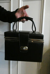 Vintage 1970s South African Stuttafords Black Vanity Case Make Up Case