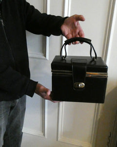 Vintage 1970s South African Stuttafords Black Vanity Case Make Up Case