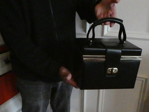 Vintage 1970s South African Stuttafords Black Vanity Case Make Up Case