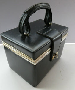 Vintage 1970s South African Stuttafords Black Vanity Case Make Up Case