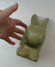 Load image into Gallery viewer, LARGE Vintage 1940s SYLVAC STYLE Olive Green Snub Nose Bunny Rabbit. 7 3/4 inches
