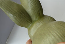 Load image into Gallery viewer, LARGE Vintage 1940s SYLVAC STYLE Olive Green Snub Nose Bunny Rabbit. 7 3/4 inches
