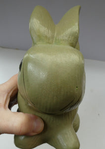 LARGE Vintage 1940s SYLVAC STYLE Olive Green Snub Nose Bunny Rabbit. 7 3/4 inches