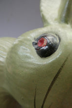 Load image into Gallery viewer, LARGE Vintage 1940s SYLVAC STYLE Olive Green Snub Nose Bunny Rabbit. 7 3/4 inches
