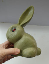 Load image into Gallery viewer, LARGE Vintage 1940s SYLVAC STYLE Olive Green Snub Nose Bunny Rabbit. 7 3/4 inches
