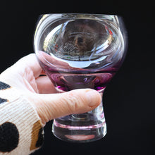 Load image into Gallery viewer, Scottish Glass. Caithness Canisbay Large Purple &amp; Clear Coloured Beer Goblets (Heather) Space Age Shape. 4 3/4 inches
