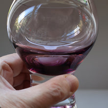 Load image into Gallery viewer, Scottish Glass. Caithness Canisbay Large Purple &amp; Clear Coloured Beer Goblets (Heather) Space Age Shape. 4 3/4 inches
