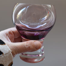 Load image into Gallery viewer, Scottish Glass. Caithness Canisbay Large Purple &amp; Clear Coloured Beer Goblets (Heather) Space Age Shape. 4 3/4 inches

