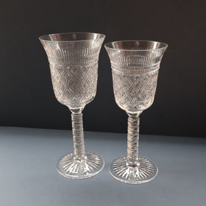 PAIR Vintage Edinburgh Crystal LARGE Red Wine Goblets. Fabulous KING JAMES Pattern. 8 1/2 inches (Code B)