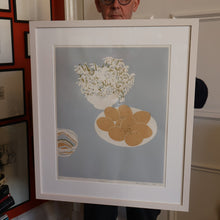 Load image into Gallery viewer, SCOTTISH ART: Rare Screenprint by Bel Cowie Entitled "Eggs" (Blue). Signed and dated February '75. RARE
