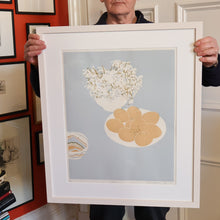 Load image into Gallery viewer, SCOTTISH ART: Rare Screenprint by Bel Cowie Entitled "Eggs" (Blue). Signed and dated February '75. RARE
