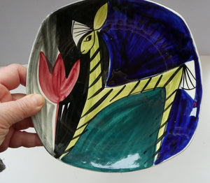 1950s Stavangerflint Plate with Zebra and Tulip by Inger Waage