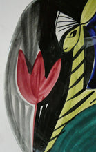 Load image into Gallery viewer, 1950s Stavangerflint Plate with Zebra and Tulip by Inger Waage
