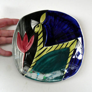 1950s Stavangerflint Plate with Zebra and Tulip by Inger Waage