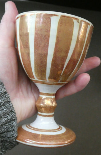 Aldermaston Pottery Lustre Goblet Vertical Stripes. Alan Caiger-Smith Mark on Base Media 1 of 14