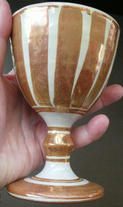 Rare Aldermaston Pottery Lustre Goblet Vertical Stripes. Early 1965 Alan Caiger-Smith Mark on Base