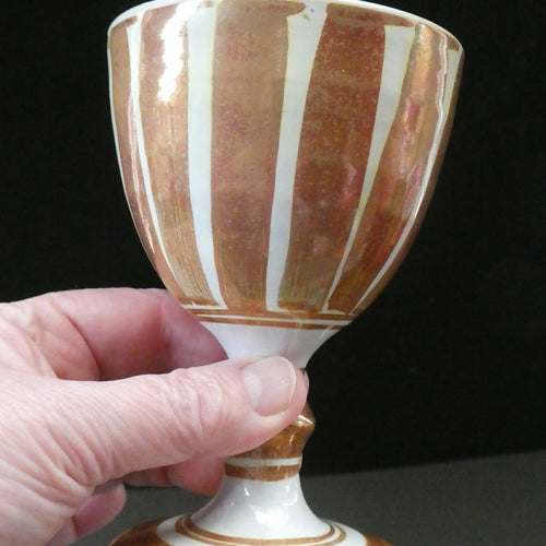 Aldermaston Pottery Lustre Goblet Vertical Stripes. Alan Caiger-Smith Mark on Base Media 1 of 14