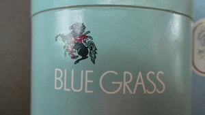 Two Cardboard Boxes of Vintage ELIZABETH ARDEN Blue Grass Talcum Powder