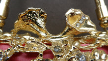 Load image into Gallery viewer, Vintage GOLD Minaudierie Bag or Purse; with Gold Casing Embellished with Diamante &amp; Pink Fabric
