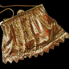 Load image into Gallery viewer, Beautiful LARGE Vintage 1960s GOLD GLOMESH Evening Bag; with Fancy Diamond Set Clasp
