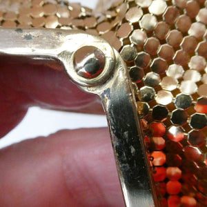 Beautiful LARGE Vintage 1960s GOLD GLOMESH Evening Bag; with Fancy Diamond Set Clasp