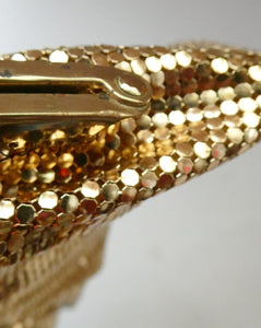 Beautiful LARGE Vintage 1960s GOLD GLOMESH Evening Bag; with Fancy Diamond Set Clasp