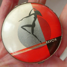 Load image into Gallery viewer, Rare 1930s ART DECO Miniature Powder Compact by RAVON / CUSSONS. Dancing Lady on Lid
