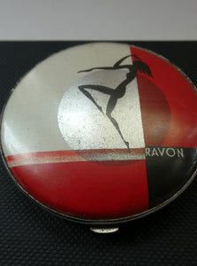 Rare 1930s ART DECO Miniature Powder Compact by RAVON / CUSSONS. Dancing Lady on Lid