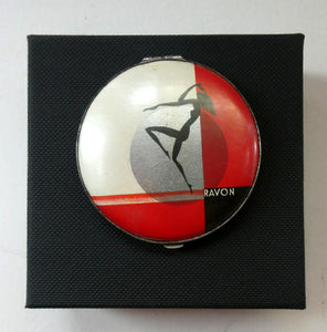 Rare 1930s ART DECO Miniature Powder Compact by RAVON / CUSSONS. Dancing Lady on Lid