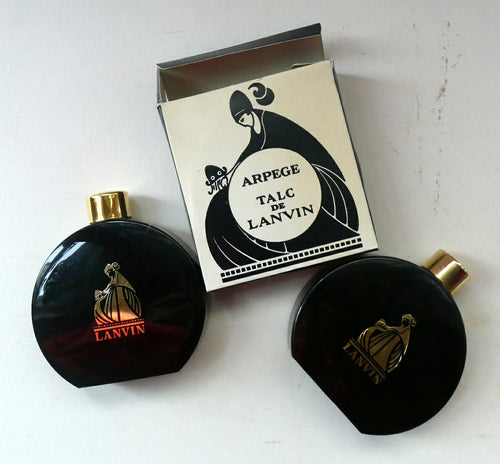 Two 1960s LANVIN Stylish Perfumed Talucum Powder Bottles