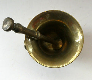 Antique VICTORIAN Pharmacy Heavy Solid Brass Mortar And Pestle 