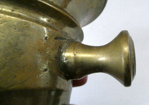 Antique VICTORIAN Pharmacy Heavy Solid Brass Mortar And Pestle 