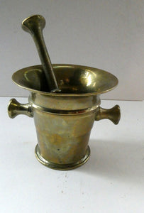 Antique VICTORIAN Pharmacy Heavy Solid Brass Mortar And Pestle 