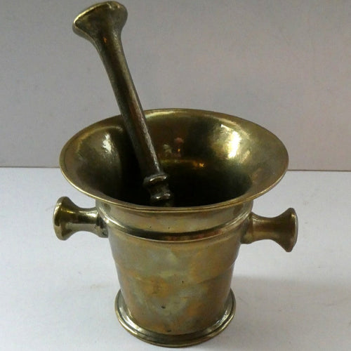Antique VICTORIAN Pharmacy Heavy Solid Brass Mortar And Pestle 