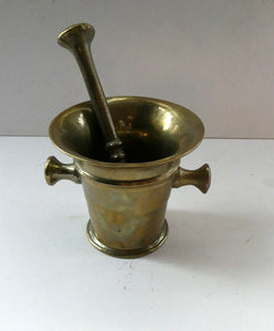 Antique VICTORIAN Pharmacy Heavy Solid Brass Mortar And Pestle 