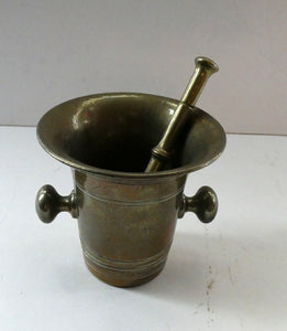 Antique VICTORIAN Pharmacy Heavy Solid Brass Mortar And Pestle 