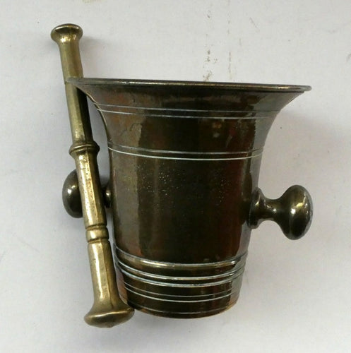 Antique VICTORIAN Pharmacy Heavy Solid Brass Mortar And Pestle 
