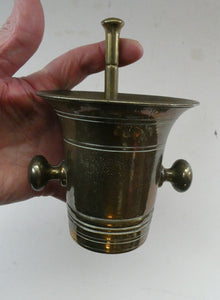 Antique VICTORIAN Pharmacy Heavy Solid Brass Mortar And Pestle 