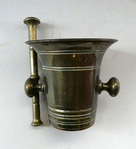 Antique VICTORIAN Pharmacy Heavy Solid Brass Mortar And Pestle 