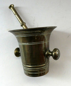 Antique VICTORIAN Pharmacy Heavy Solid Brass Mortar And Pestle 