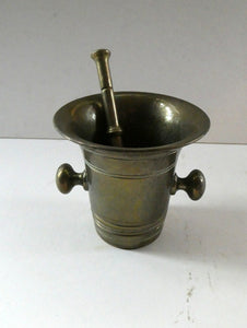 Antique VICTORIAN Pharmacy Heavy Solid Brass Mortar And Pestle 