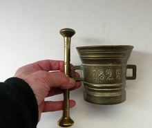 Load image into Gallery viewer, Antique Pharmacy Heavy Solid Brass Mortar And Pestle (B). Dated 1825
