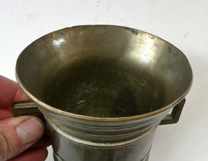 Antique Pharmacy Heavy Solid Brass Mortar And Pestle (B). Dated 1825