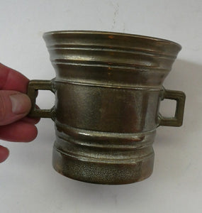 Antique Pharmacy Heavy Solid Brass Mortar And Pestle (B). Dated 1825